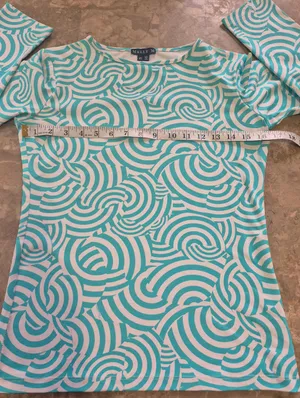 Melly M tennis golf summer long sleeve green Geo Print 3/4 Sleeve Top Xsmall thumbnail 8