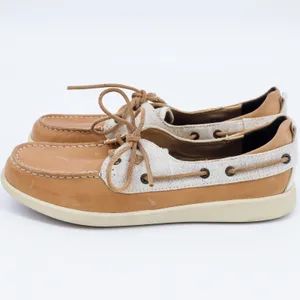 Sperry Top-Sider Womens STS81857‎ Tan Leather Canvas Boat Shoes 9.5 thumbnail 2