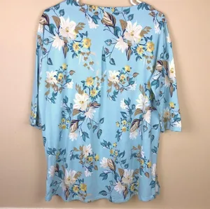 J. Jill Women’s Floral Print Luxe Supima Cotton Pleat Back 7/8 Sleeve Tunic thumbnail 6