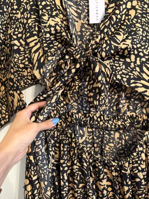 NWT Baltic Born High-Waist Black & Beige Printed Maxi Dress with Side Slit thumbnail 5