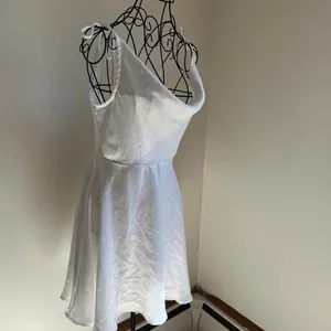 Olia White Satin Cowl Neck Mini Dress Tie Shoulder Back Detail Size M thumbnail 3
