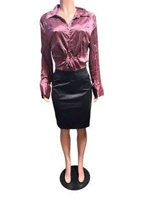 Be yourself High-waisted black pencil satin skirt size 10 thumbnail 2