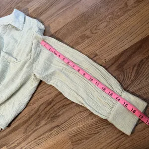 Free People We The Free Pale Green Gauze Button‎ Down Shirt Small S Oversized thumbnail 4