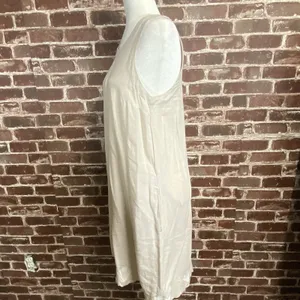 Calypso St Barth Midi Sleeveless Dress Cream Embroidered Linen Blend Pockets S thumbnail 6