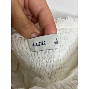 Hollister Strapless Dress Women Large White Good Embroidered Smocked Mini Pocket thumbnail 4