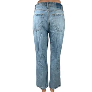 Abercrombie & Fitch Blue Distressed 90s Straight High Rise Denim Jeans Size 28 thumbnail 3