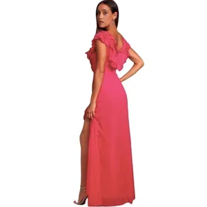 Lulus Pink Ruffled Surplice Maxi Dress thumbnail 2