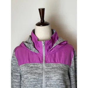 PINK Victoria's Secret Sweatshirt Women XS Purple Gray‎ Hooded Half Zip Retro thumbnail 4