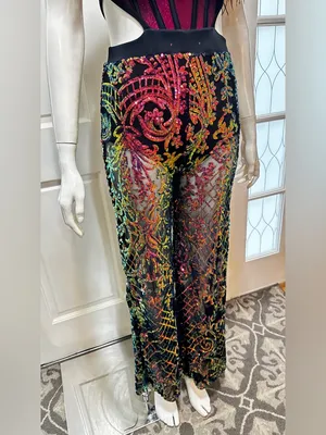 Revolution 10th House Dance Costume sequin Feather jumpsuit ZODIAC thumbnail 8