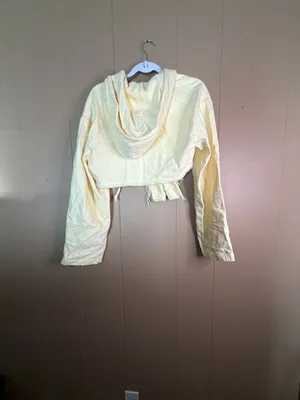 Zara Yellow Asymmetric Hem Cropped Hoodie thumbnail 3
