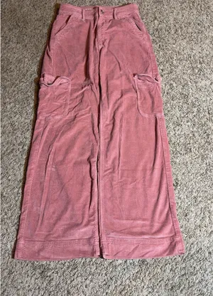 Pink American Eagle Outfitters cotton & viscose cargo pants thumbnail 1