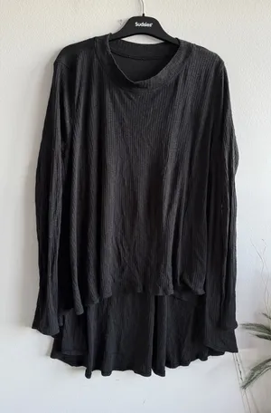 Lululemon Top‎ Dare to Drape Ribbed Knit Long Sleeve Tencel Cotton Grey Large thumbnail 1