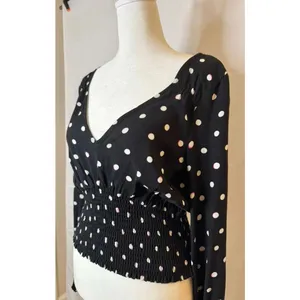 NWT Abercrombie Smocked Waist Polka Dot Blouse sz. S thumbnail 6