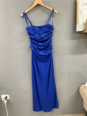 Saints + Secrets Selfie Leslie Lorely Lace Rosette Maxi Dress in Blue thumbnail 9
