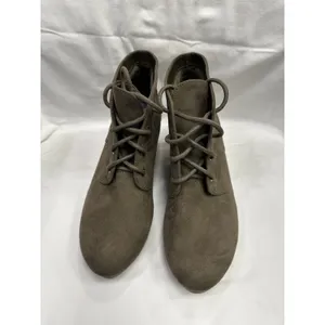 Dr. Scholls Womens Olive Green Faux Suede Lace Up Wedge Ankle Booties thumbnail 2