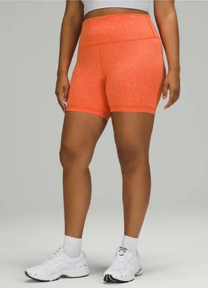Lululemon Wunder Train High-Rise Short 6” Crunch Coral Everlux Bike Shorts 12 thumbnail 1