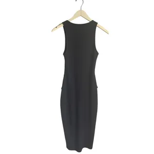 Derek Lam 10 Crosby Ribbed Tank Dress Black Laceup Witchy Midi Y2K XS Bodycon thumbnail 3