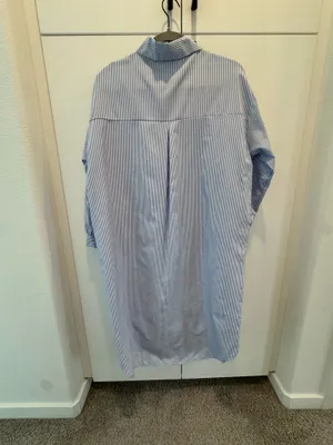 Blue & White Stripe Poplin Midi Dress thumbnail 3