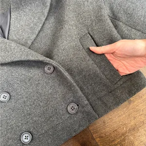 NAKD wool grey double breasted 2-in-1 convertible long full to cropped coat thumbnail 4
