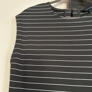 Club Monaco Sleeveless Polished Ponte Maxi Dress Moss Green Striped Keyhole Back thumbnail 4