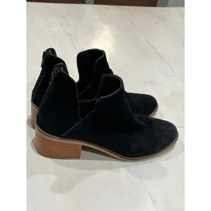 Steve Madden Suede Booties Block Heel Ankle‎ Boots Black Zipper Size?7.5 thumbnail 9