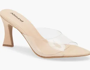 Abound tan nude heels featuring a modern clear PVC strap‎ size 8 classy sexy thumbnail 1