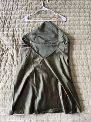 FINESSE Bindi Olive Green Satin Mini Dress thumbnail 4