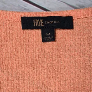 FRYE Cadmium Orange Textured Peplum‎ Tassel Tie Neck Tank Top Shirt Women's M thumbnail 6