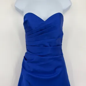 Alfred Angelo Strapless Corset Dress Sz 0 Prom Bridesmaid Satin Ruch Y2K Lace Up thumbnail 2