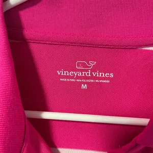 Vineyard Vines athletic sleeveless pink and white striped polo size medium thumbnail 4