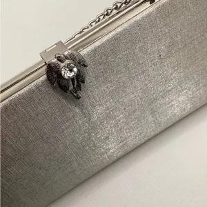 Vintage silver sparkle clutch with decorative clasp thumbnail 6