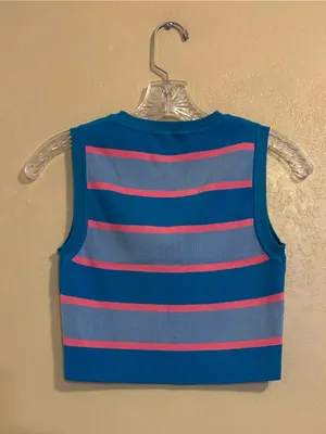 NWOT Zara Striped Knit Cropped Sweater Vest sz L thumbnail 2