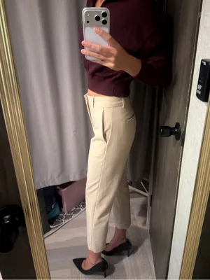 Club Monaco Mid Rise Slim Cropped Dress Pants in Natural Tan Size 00 Regular thumbnail 5