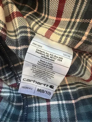 Carhartt Women’s Hamilton Flannel Shirt M 8/10 Navy Plaid 102260 Fall 2016 thumbnail 7