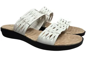 Comfort Wave Easy Street Agata White Woven Strap Slide Sandals‎ Women's Size 8.5 thumbnail 1