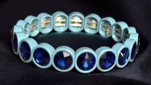 Blue gemstone stretch bracelet thumbnail 1