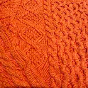 L.L Bean WOMEN S DOUBLE L MIXED CABLE KNIT SWEATER CREWNECK‎ Signature Orange thumbnail 4