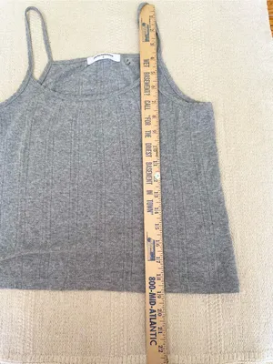 Perfectwhitetee 100% Cotton Pointelle Tank Top Size Small Gray thumbnail 6