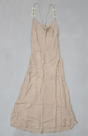 Zara Beige Maxi Slip Dress with Disc-Strap Detail Size XL thumbnail 1