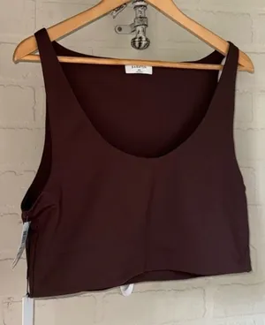 Babaton Contour Cropped Tank NEW xxl stretch coffee bean brown aritzia thumbnail 1