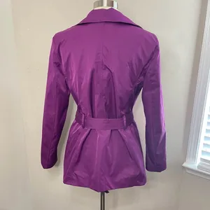 SANDRO STUDIO Purple Ruffle‎ Trim Lightweight Trench Jacket w/Tie Belt, Large thumbnail 6