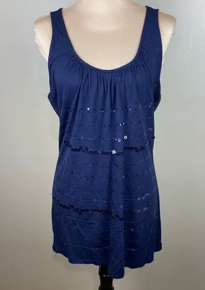 Kische black sleeveless tunic, size XL, sequins Blue thumbnail 1