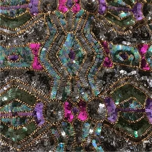 Vintage Art Deco 100% Silk Sequin & Beaded Top M thumbnail 11