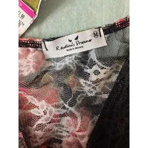 Rebellious Dreamer Floral Lace Tie Front Sleeveless Top Medium Sheer Black Pink thumbnail 8