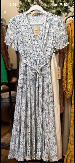Boutique Floral Maxi Dress – Blue, Lavender & Sage – Size Small thumbnail 2