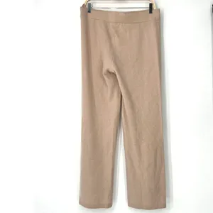 L Neiman Marcus pants 100% Cashmere beige pink wide-leg knit pull-on lounge thumbnail 3