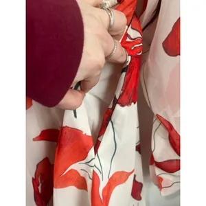 Hutch Bertie‎ Red Poppy Chiffon Mini Dress Square Neck Long Sleeve Size M NWT thumbnail 6