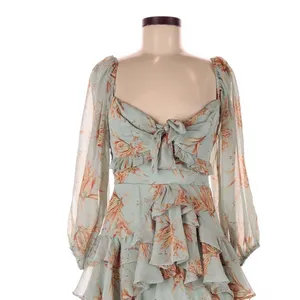 Hello Molly Pistachio Shani Dress Floral Tiered Frill Mini Size 6 Fairycore Boho thumbnail 4