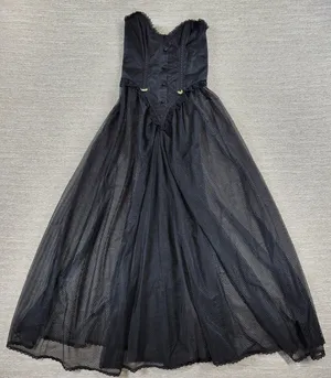 VTG E Bole Gothic Corset Lingerie Dress Small Black Sheer Mesh Maxi Grunge NEW thumbnail 1