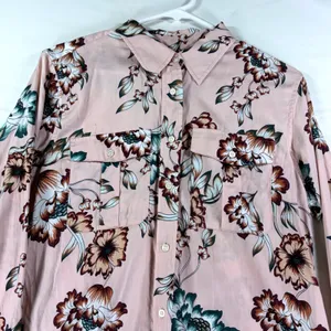 Lauren Ralph Lauren Floral Button Down Shirt Pink Green Long Sleeve Pockets Sz L thumbnail 5